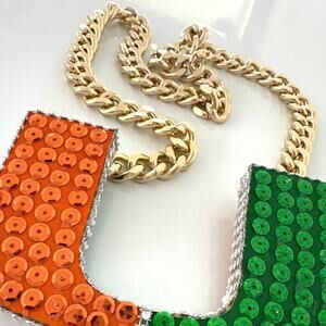 University of Miami turn over chain gold chain hand made fresh look